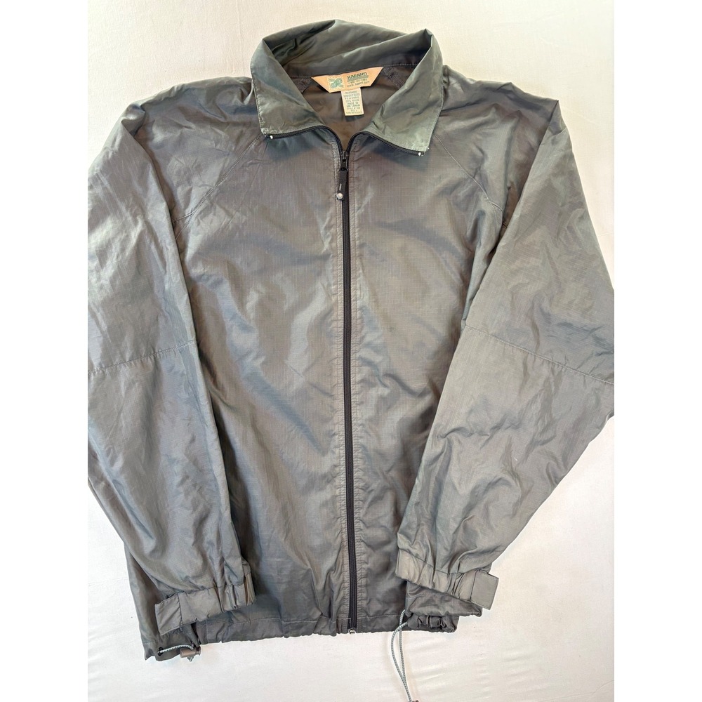 Haband Mens Gray Ripstop Nylon Windbreaker Jacket Full Zip Size Large Style 329
